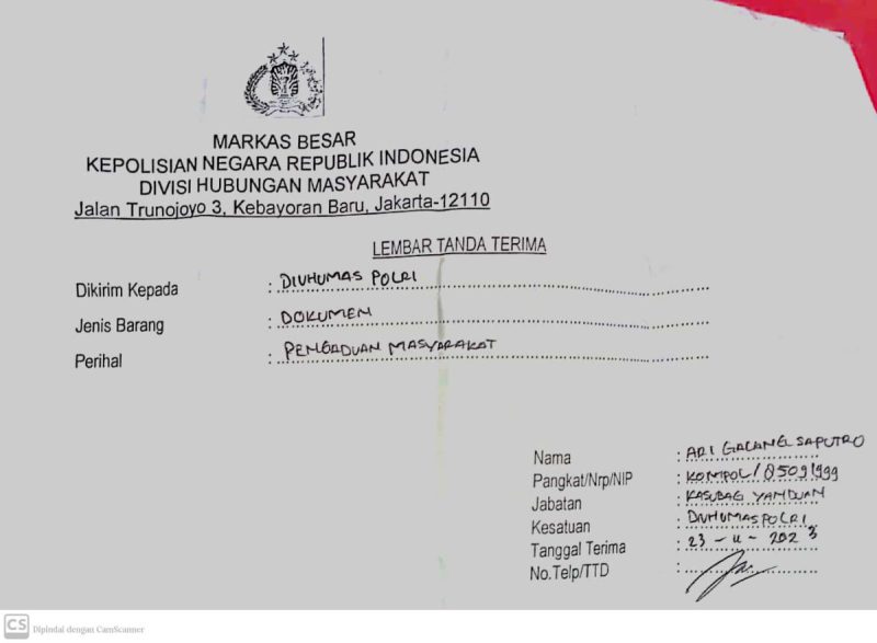 Dugaan ilegal Logging, Fortal Sultra Resmi Laporkan oknum Inisial NF Ke Mabes Polri