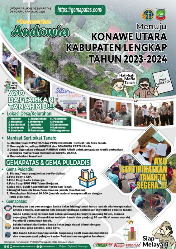 BPN Kab.Konawe Utara Sosialisasikan Program PTSL, Pembuatan Sertifikat Tanah Gratis Tahun 2024