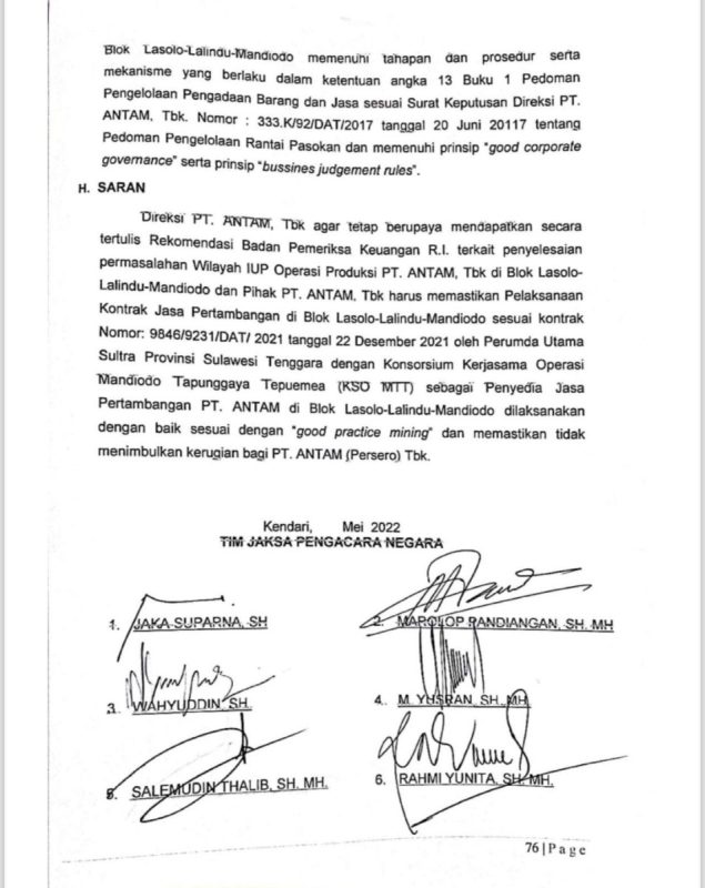 GEGER.!! Awalnya Dianggap Tak Melanggar Hukum Penambangan KSO ANTAM, Seketika Berubah Menjadi “Cacat Hukum” Oleh Kejati Sultra, Ada apa.?